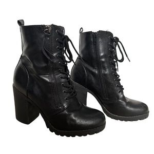 Heel Black Combat Boots.